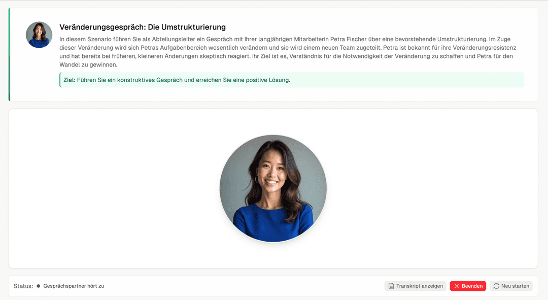 KI-Gesprächssimulation Screenshot