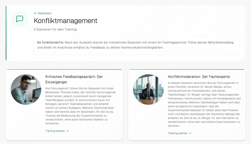 Konflitkgespräch Szenario auswählen