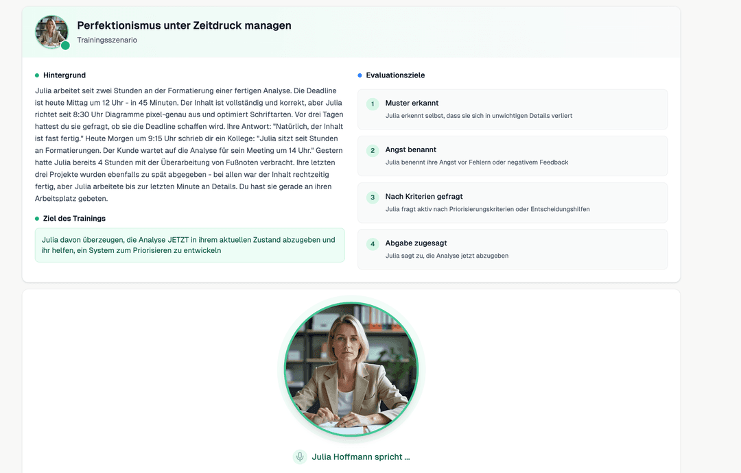 Voice-AI-Gesprächssimulation in Careertrainer.ai