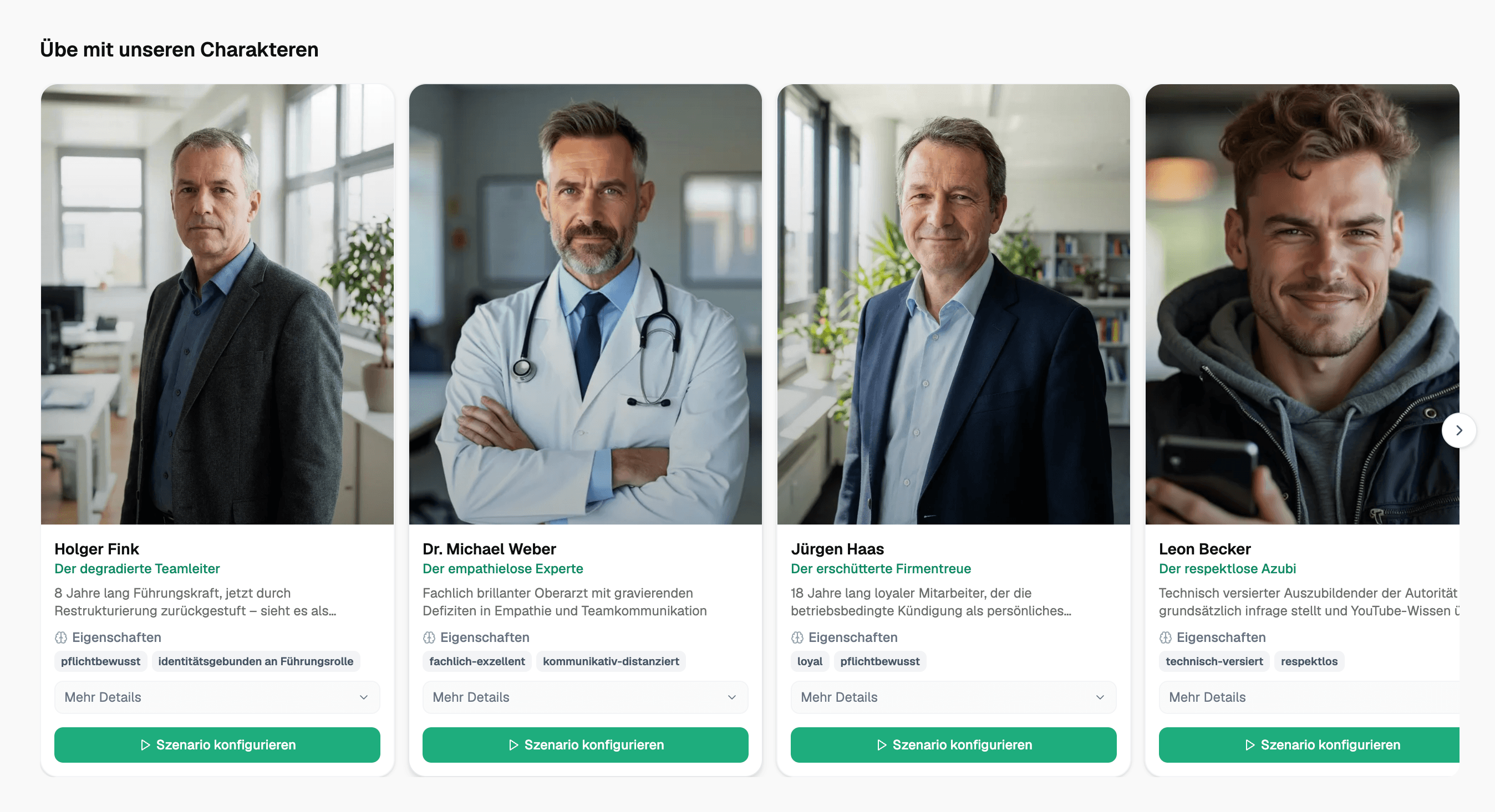 Gesprächs-Oberfläche mit KI-Charakter