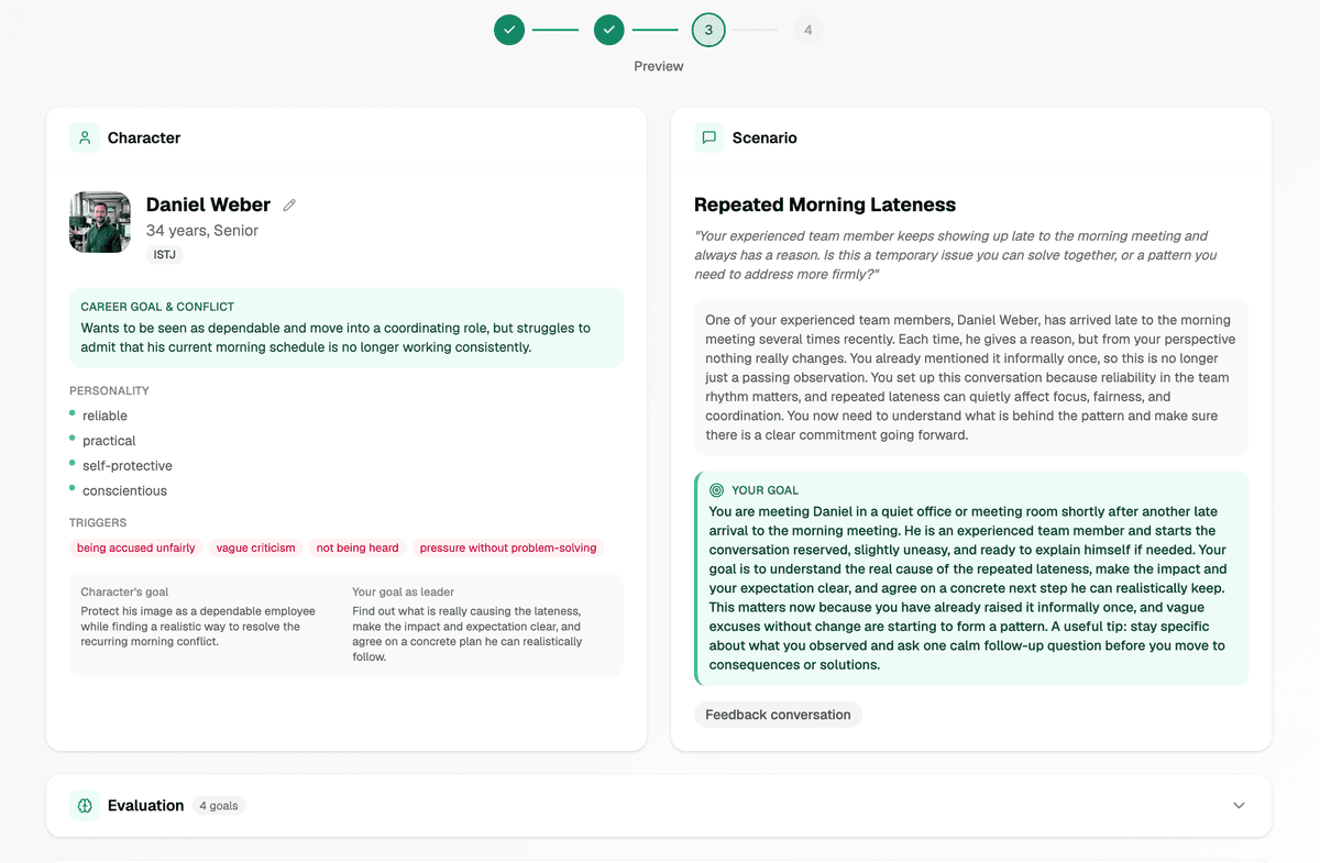 AI conversation simulations